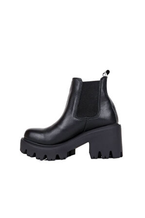 Bueno Shoes Siyah Deri Kadın Topuklu Bot 01wr3906
