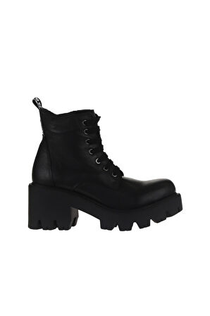 Bueno Shoes Siyah Deri Kadın Topuklu Bot 01wr3908