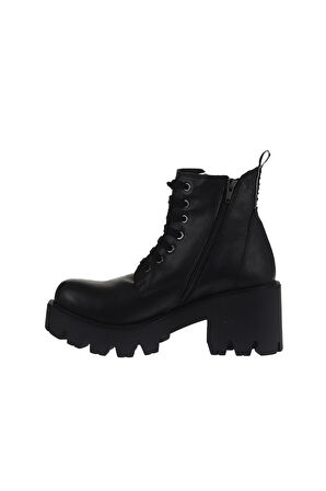 Bueno Shoes Siyah Deri Kadın Topuklu Bot 01wr3908