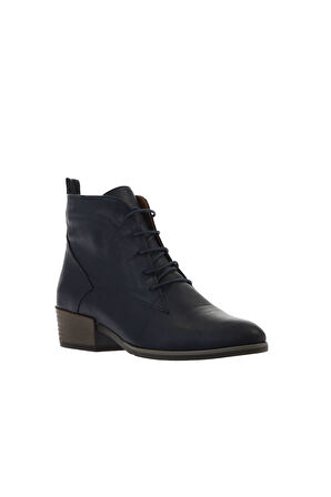 Bueno Shoes Lacivert Deri Kadın Topuklu Bot 01wp1315