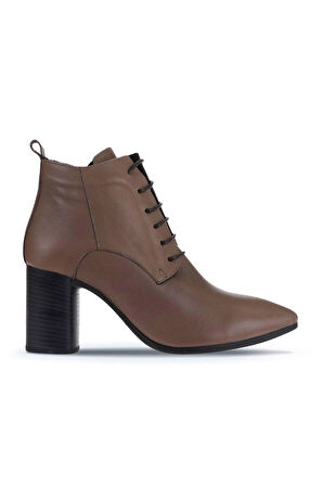 Bueno Shoes Gri Deri Kadın Topuklu Bot 01wp1006