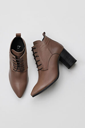 Bueno Shoes Gri Deri Kadın Topuklu Bot 01wp1006