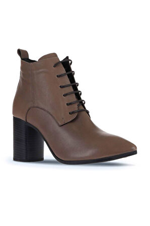 Bueno Shoes Gri Deri Kadın Topuklu Bot 01wp1006