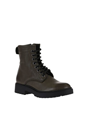 Bueno Shoes Haki Deri Kadın Düz Bot 01wr4208