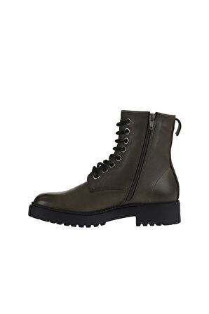 Bueno Shoes Haki Deri Kadın Düz Bot 01wr4208
