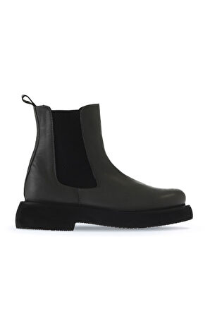 Bueno Shoes Gri Koyu Deri Kadın Düz Bot 01wt0508