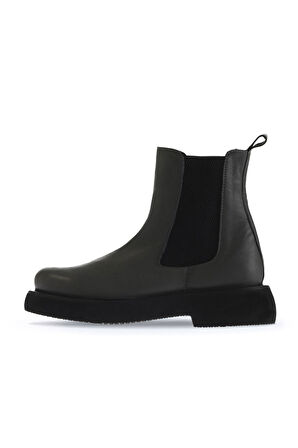Bueno Shoes Gri Koyu Deri Kadın Düz Bot 01wt0508