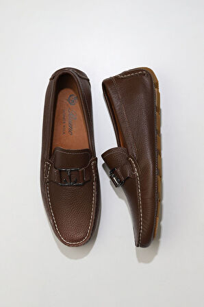 Bueno Shoes Kahverengi Flotter Deri Erkek Loafer 05ms2025