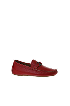 Bueno Shoes Kırmızı Flotter Deri Erkek Loafer 05ms2025