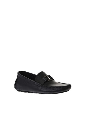 Bueno Shoes Siyah Flotter Deri Erkek Loafer 05ms2025