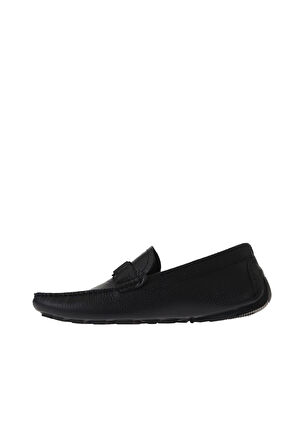 Bueno Shoes Siyah Flotter Deri Erkek Loafer 05ms2025