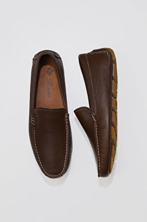 Bueno Shoes Kahverengi Flotter Deri Erkek Loafer 05ms2022