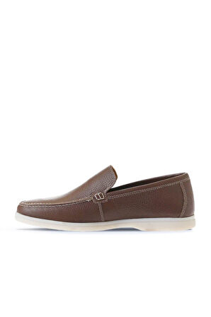 Bueno Shoes Kahverengi Flotter Deri Erkek Loafer 05ms102