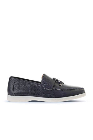 Bueno Shoes Lacivert Flotter Deri Erkek Loafer 05ms101