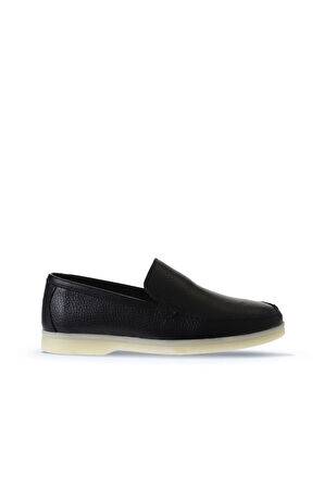 Bueno Shoes Siyah Flotter Deri Kadın Loafer 05ws102