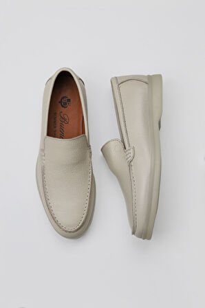 Bueno Shoes Bej Flotter Deri Kadın Loafer 05ws102