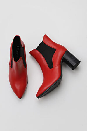 Bueno Shoes Kırmızı Deri Kadın Topuklu Bot 01wp1003