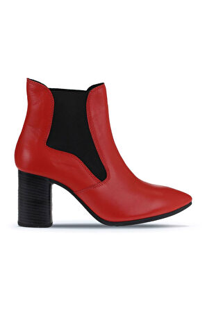 Bueno Shoes Kırmızı Deri Kadın Topuklu Bot 01wp1003
