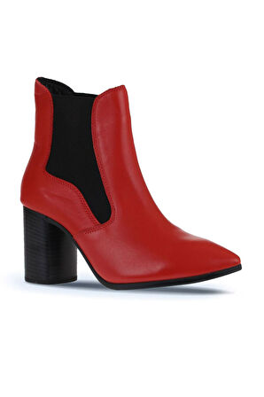 Bueno Shoes Kırmızı Deri Kadın Topuklu Bot 01wp1003