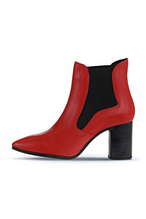 Bueno Shoes Kırmızı Deri Kadın Topuklu Bot 01wp1003