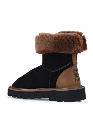 Bueno Shoes Siyah Kahve Deri-süet Kadın Düz Bot 01wv10205