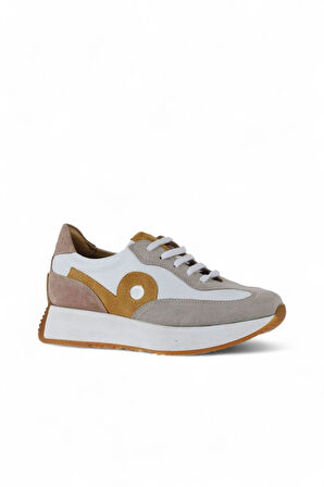 Bueno Shoes Bej Multi Deri Kadın Dolgu Topuklu Spor Ayakkabı 01wv11300