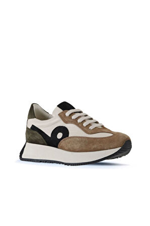 Bueno Shoes Taba Multi Deri Kadın Dolgu Topuklu Spor Ayakkabı 01wv11300