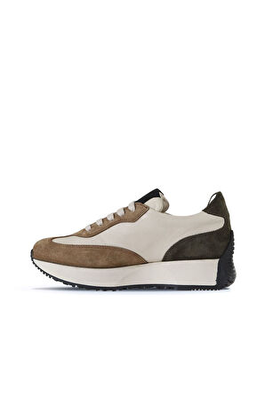 Bueno Shoes Taba Multi Deri Kadın Dolgu Topuklu Spor Ayakkabı 01wv11300