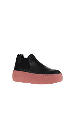 Bueno Shoes Siyah Pembe Deri Kadın Dolgu Topuklu Bot 01wv5505