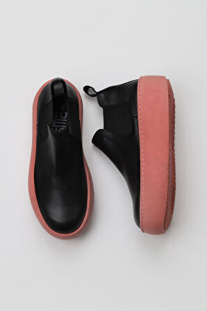 Bueno Shoes Siyah Pembe Deri Kadın Dolgu Topuklu Bot 01wv5505