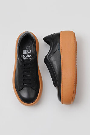 Bueno Shoes Siyah Turuncu Deri Kadın Sneakers 01wv5507