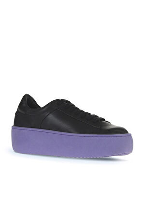 Bueno Shoes Siyah Mor Deri Kadın Sneakers 01wv5507