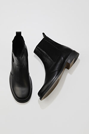 Bueno Shoes Siyah Deri Kadın Düz Bot 01wv8601