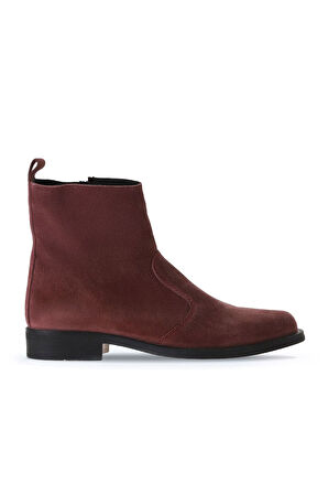 Bueno Shoes Bordo Süet Kadın Düz Bot 01wv8603