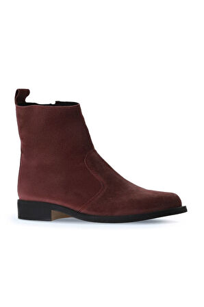 Bueno Shoes Bordo Süet Kadın Düz Bot 01wv8603