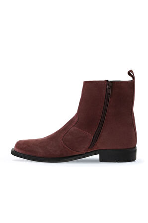 Bueno Shoes Bordo Süet Kadın Düz Bot 01wv8603