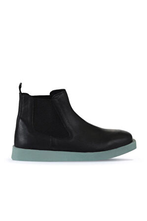 Bueno Shoes Siyah Yeşil Deri Kadın Düz Bot 01wv9701