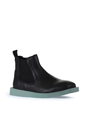 Bueno Shoes Siyah Yeşil Deri Kadın Düz Bot 01wv9701