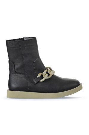 Bueno Shoes Siyah Haki Deri Kadın Düz Bot 01wv9704