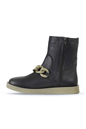 Bueno Shoes Siyah Haki Deri Kadın Düz Bot 01wv9704