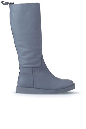 Bueno Shoes Mavi Deri Kadın Düz Çizme 01wv9705