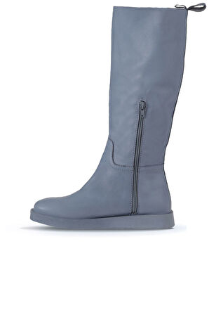 Bueno Shoes Mavi Deri Kadın Düz Çizme 01wv9705