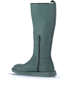 Bueno Shoes Yeşil Deri Kadın Düz Çizme 01wv9705