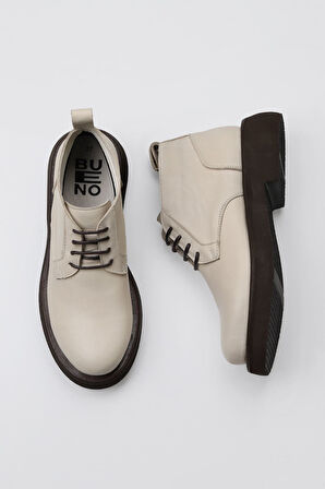 Bueno Shoes Bej Deri Kadın Düz Bot 01wt0503