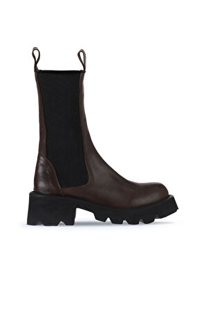Bueno Shoes Kahverengi Deri Kadın Topuklu Bot 01wt1703