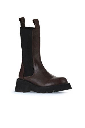 Bueno Shoes Kahverengi Deri Kadın Topuklu Bot 01wt1703