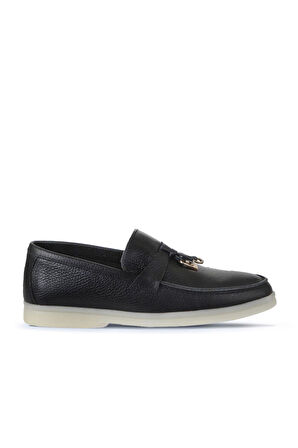 Bueno Shoes Siyah Flotter Deri Kadın Loafer 05ws101