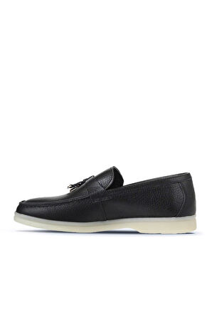 Bueno Shoes Siyah Flotter Deri Kadın Loafer 05ws101