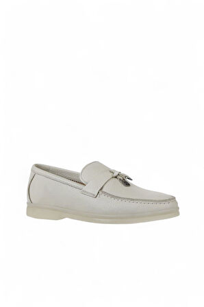 Bueno Shoes Bej Flotter Deri Kadın Loafer 05ws101