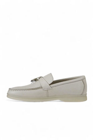 Bueno Shoes Bej Flotter Deri Kadın Loafer 05ws101